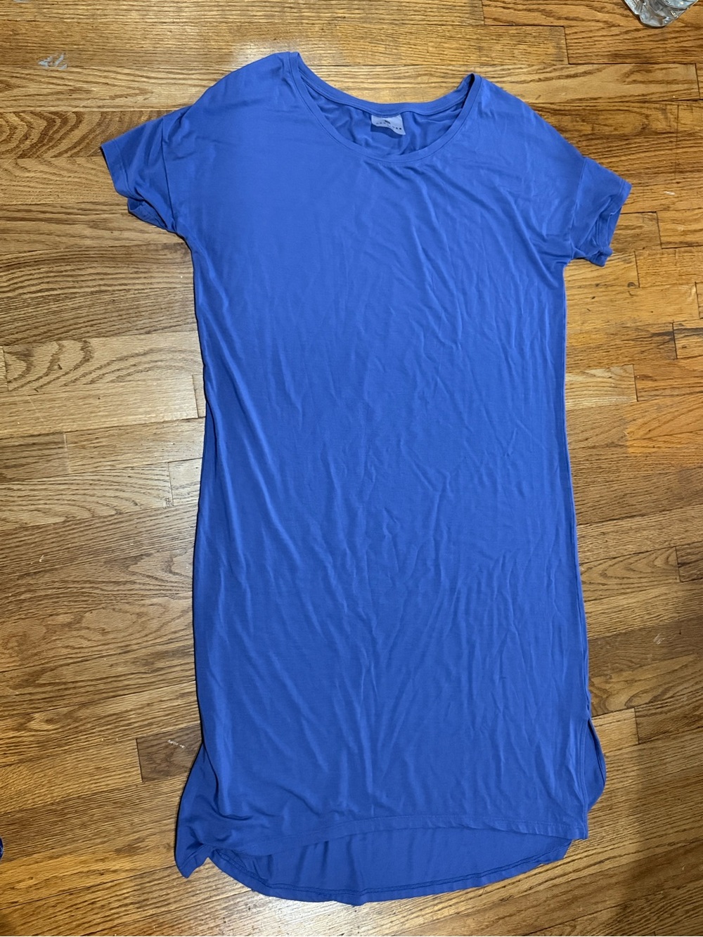 Recliner Sleep Dress Royal Blue Short Sleeve T-Shirt Dress Size M